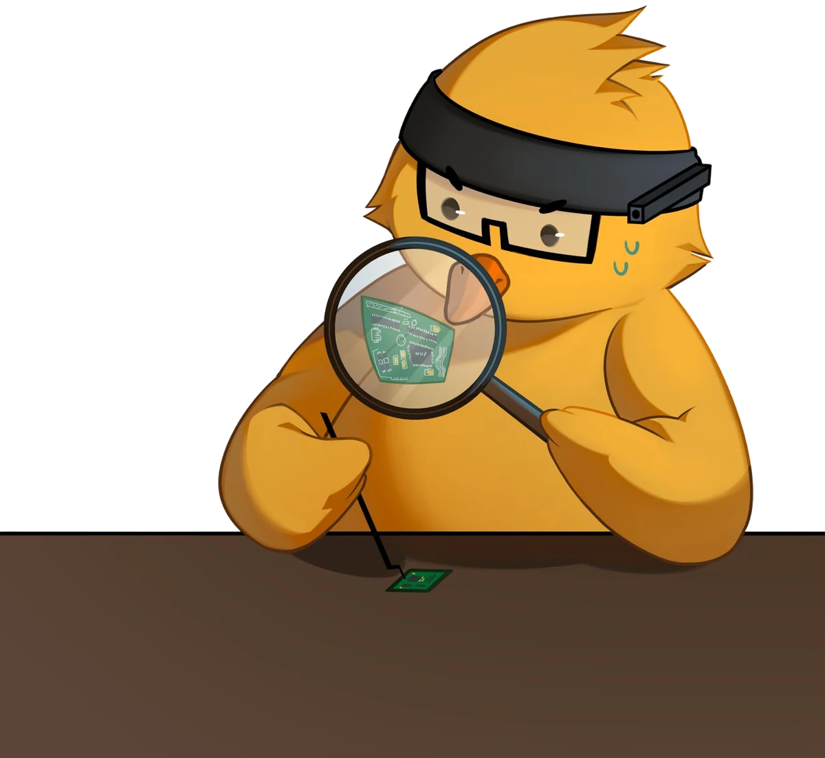 Researcher Quanta inspecting a circuit chip