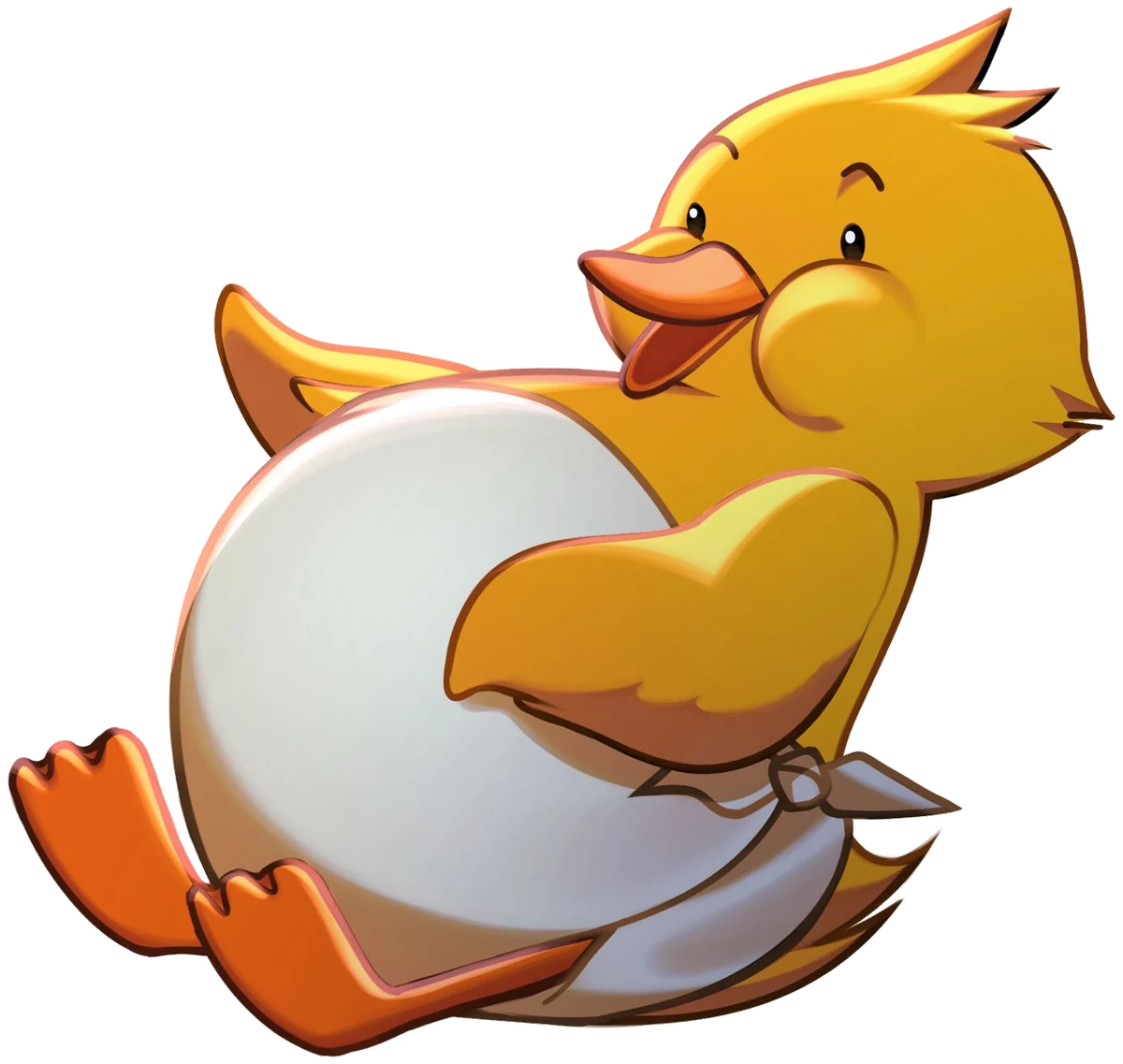 Quanta the duck, smiling and ready to help
